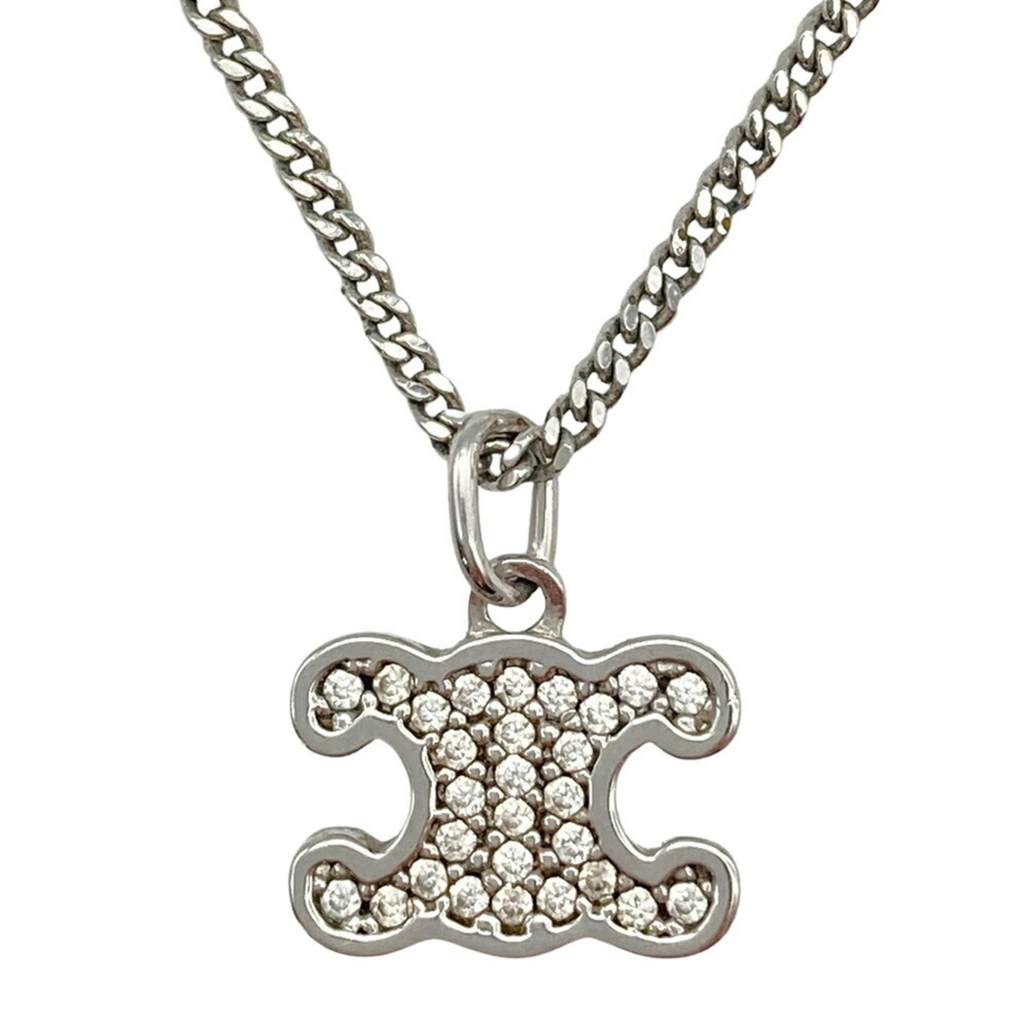 Triomphe Pendant Necklace Metal with Rhinestone Silver