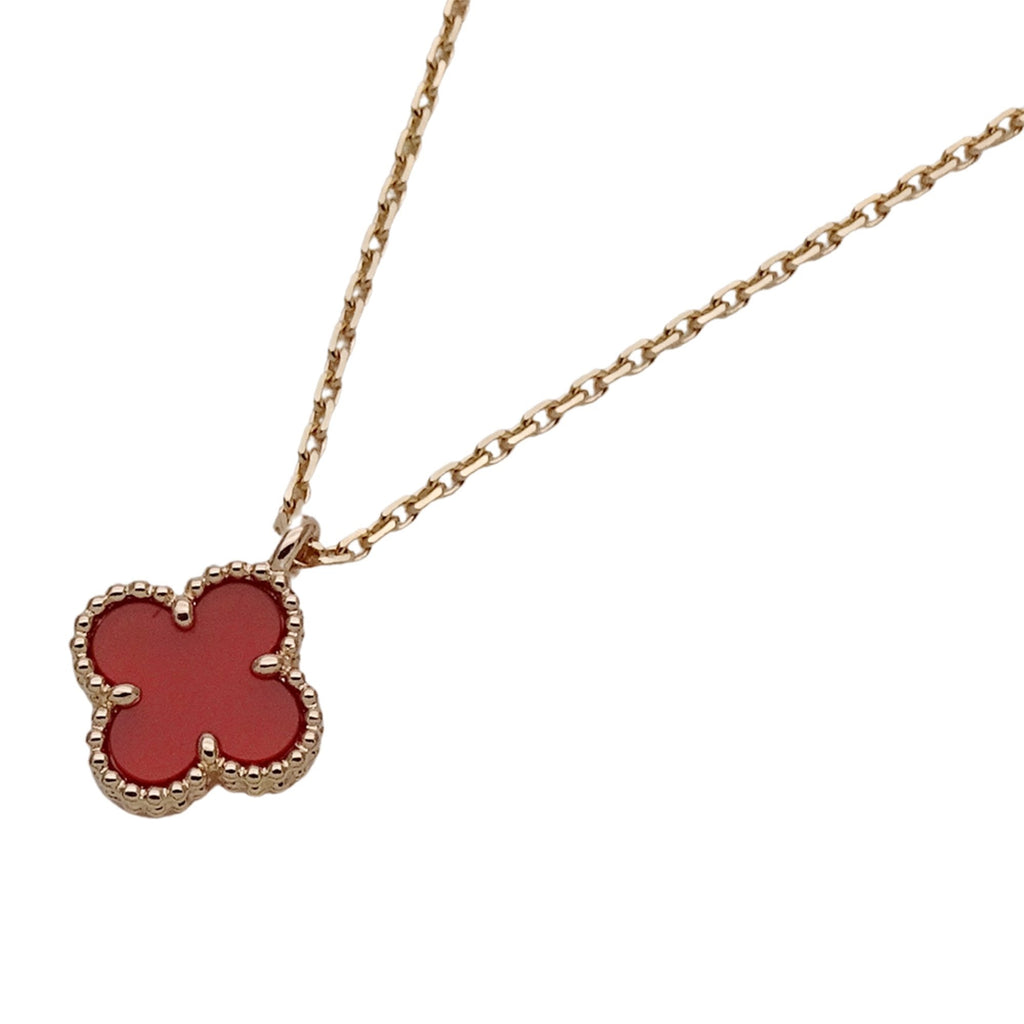 Sweet Alhambra Pendant Necklace 18K Rose Gold and Carnelian
