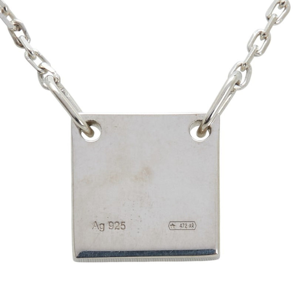 Square Plate Pendant Necklace Sterling Silver