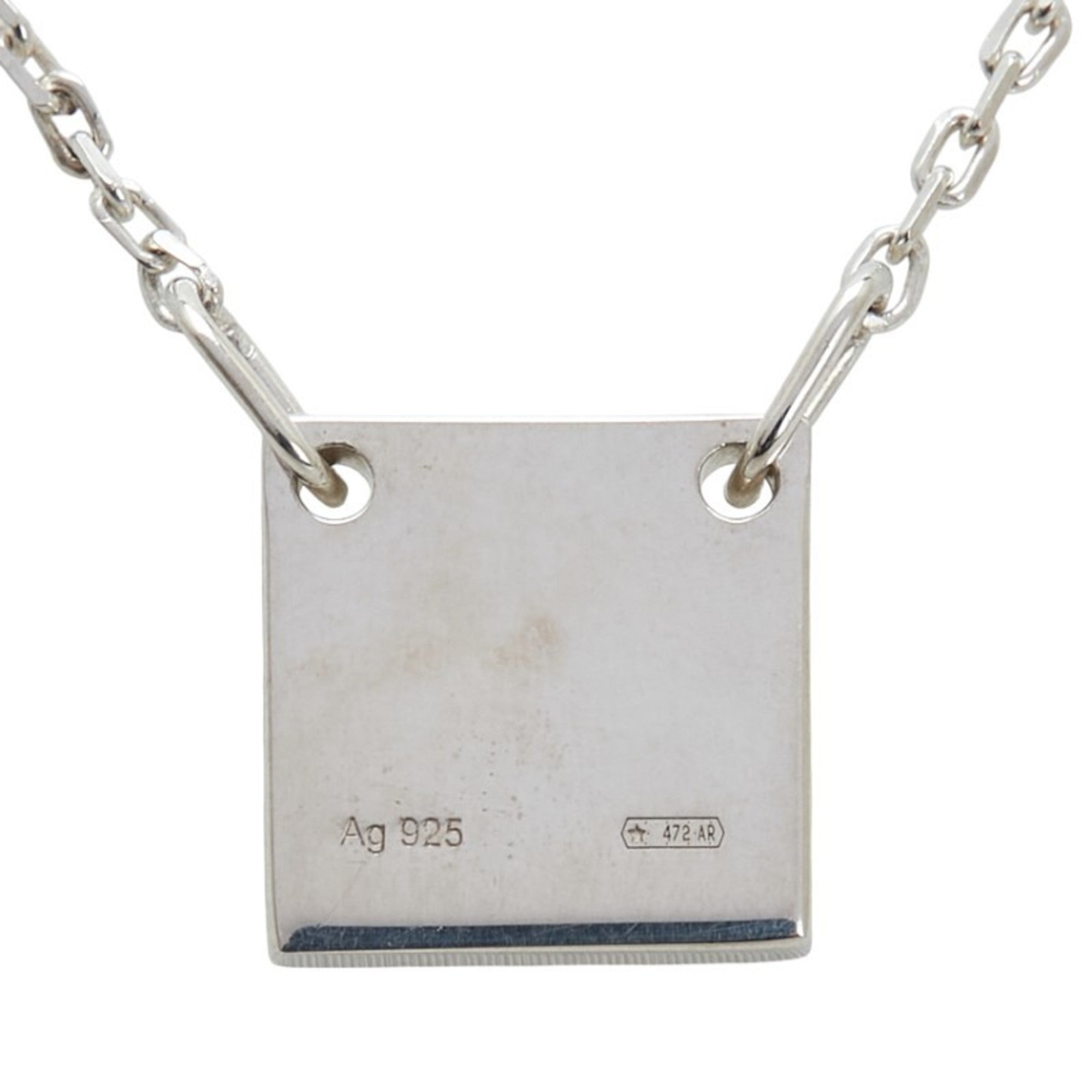 Square Plate Pendant Necklace Sterling Silver