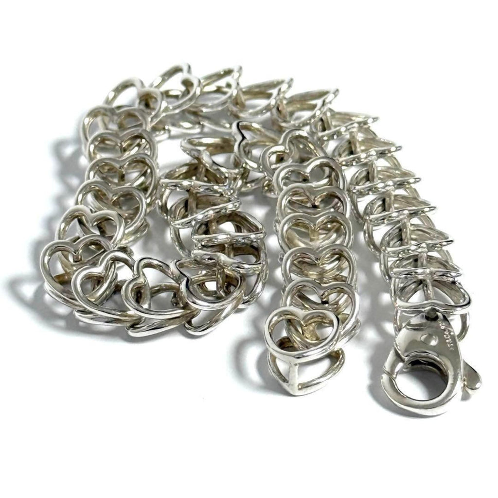 Vintage Heart Link Bracelet Sterling Silver
