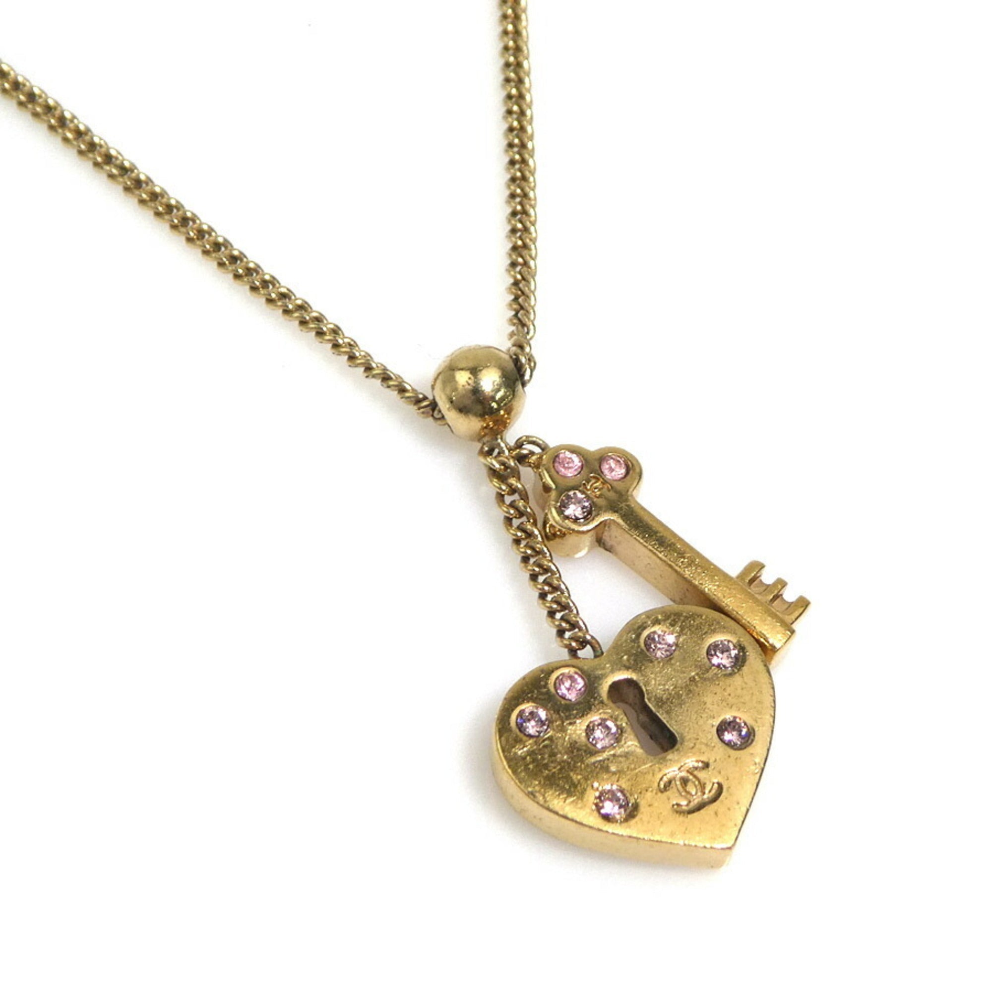 Pendant Necklace Metal and Rhinestone