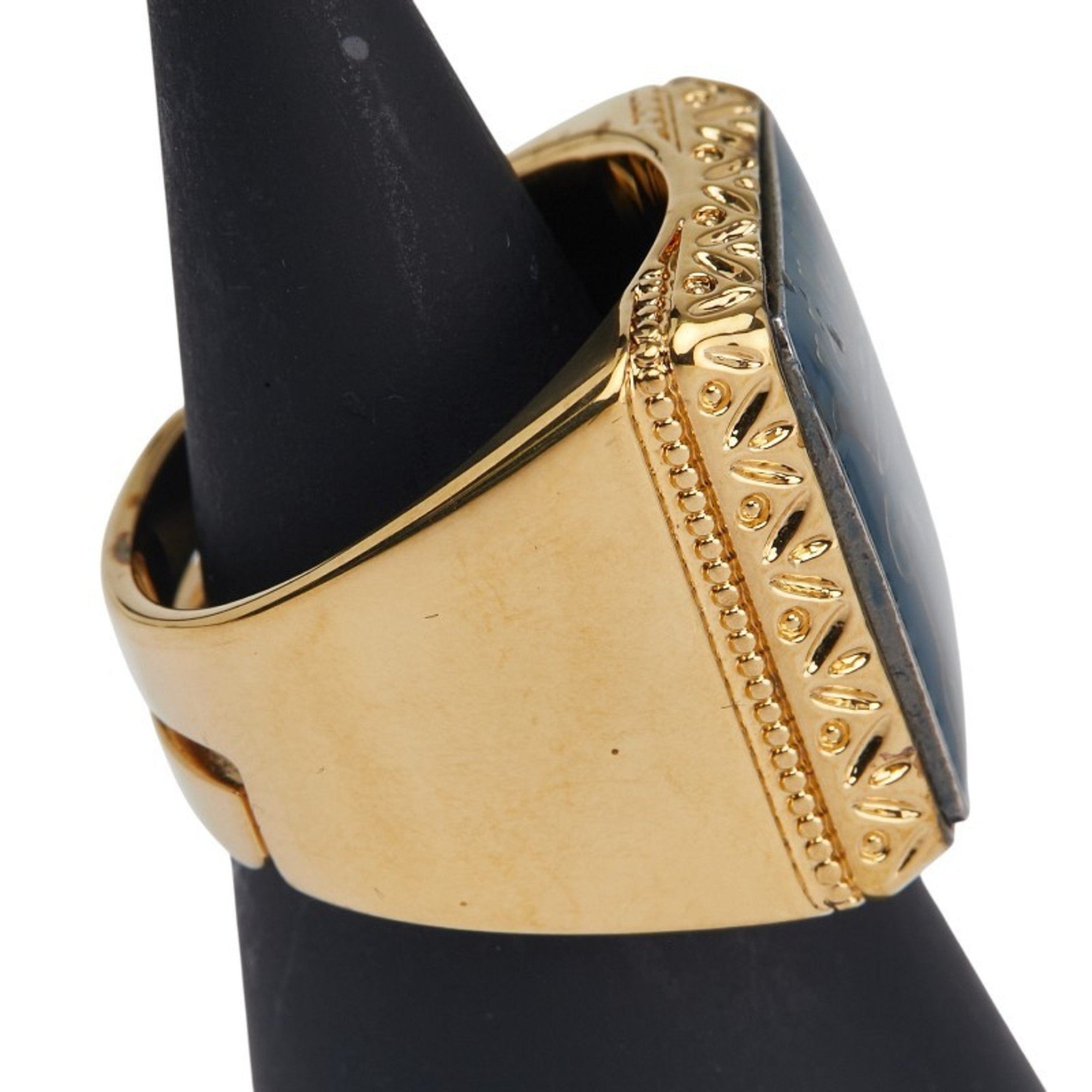 Crown Motif Ring Blue and Gold Plated