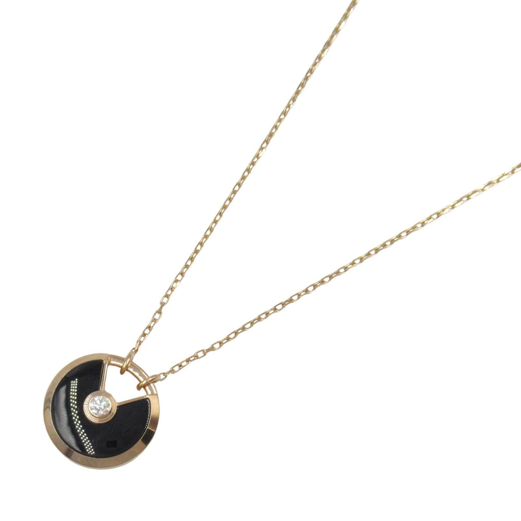 Amulet Pendant Necklace 18K White Gold with Diamond and Onyx