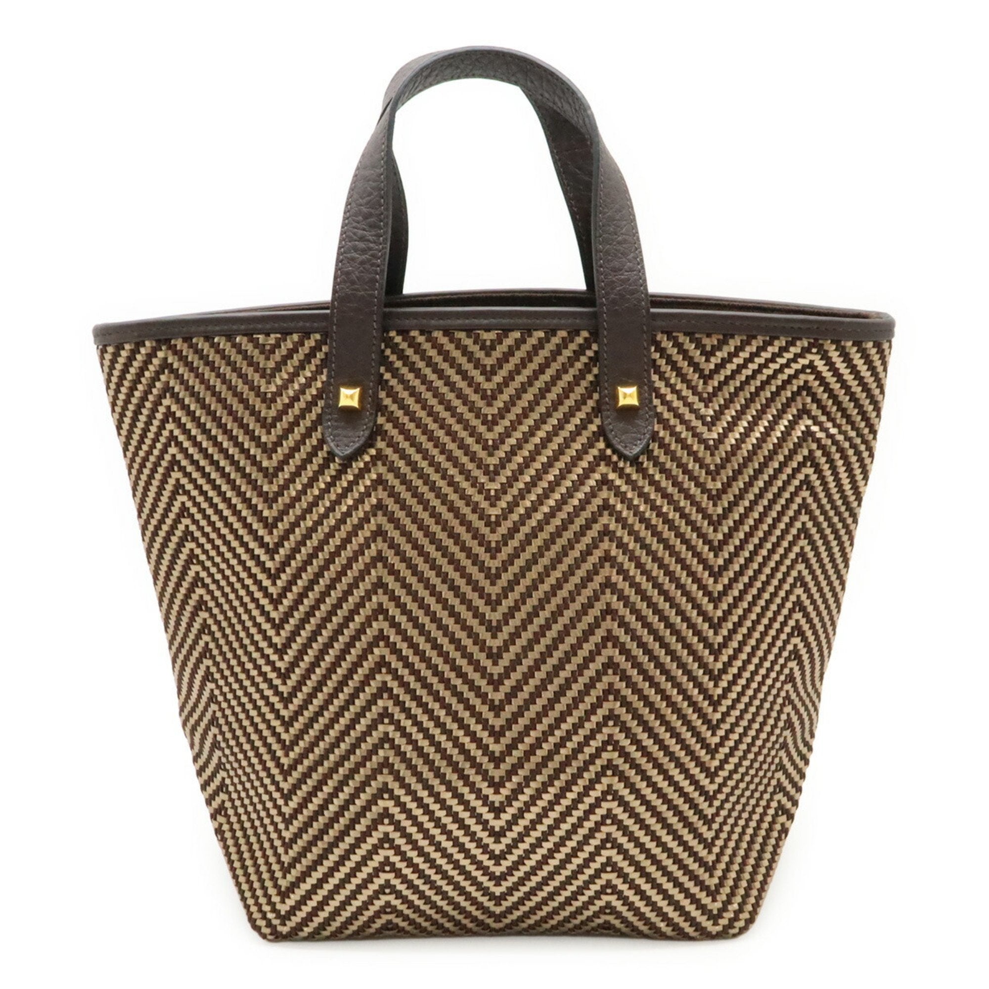 Chennai Tote Woven Leather and Canvas MM