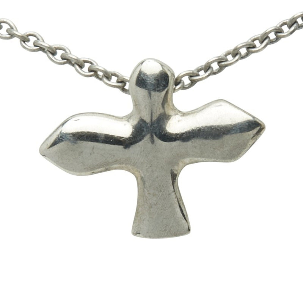 Bird Cross Pendant Necklace Sterling Silver