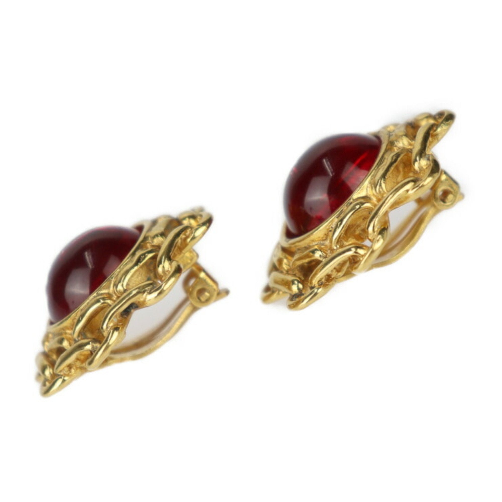 Vintage Clip-On Earrings Clip-On Gold-Tone Metal