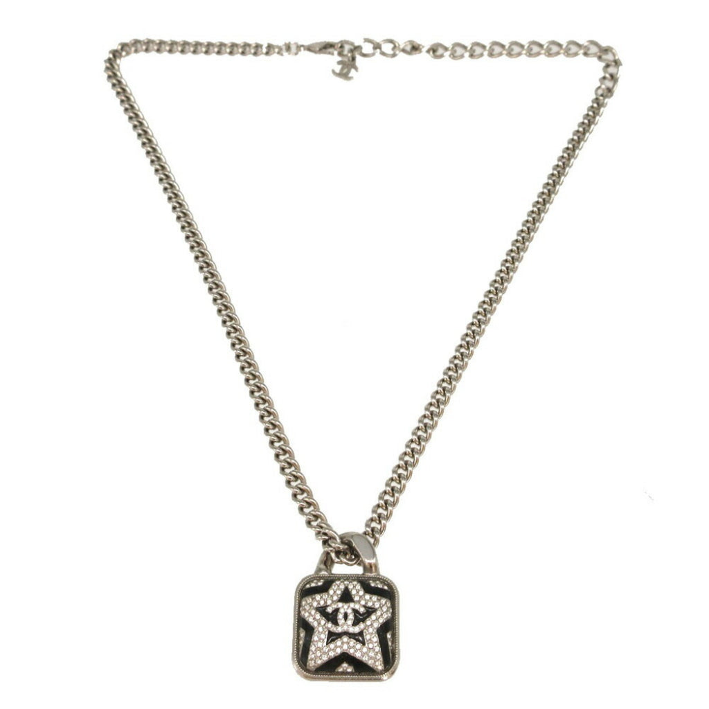 CC Logo Star Pendant Necklace Silver-Tone Metal