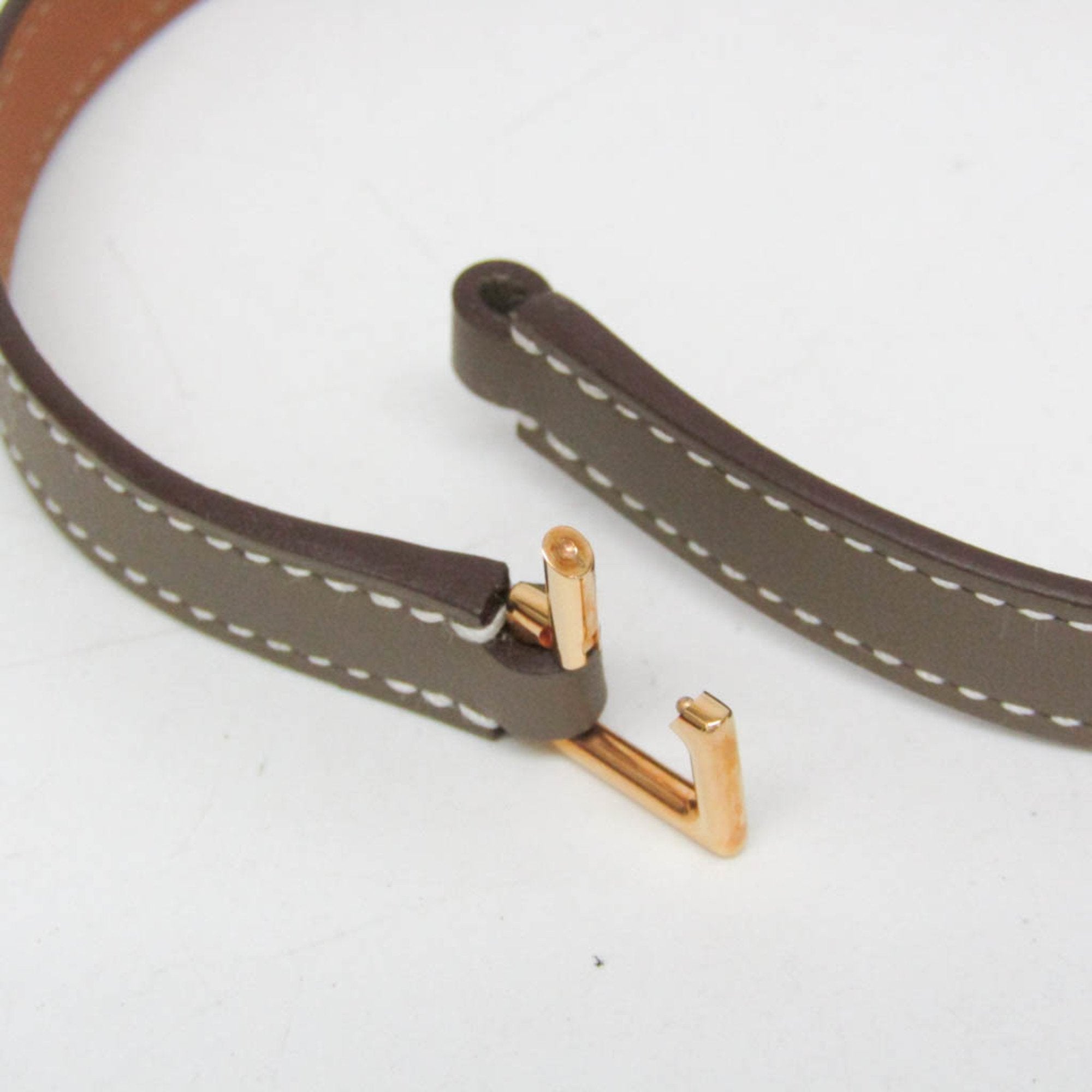 Rivale Double Tour Bracelet Leather and Metal Gray and Pink Gold