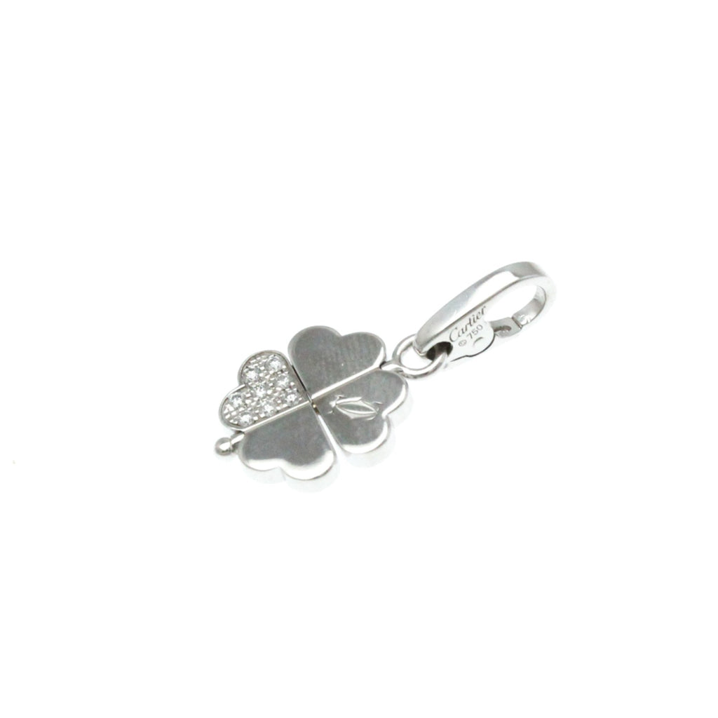 Clover Pendant Necklace 18K White Gold with Diamond