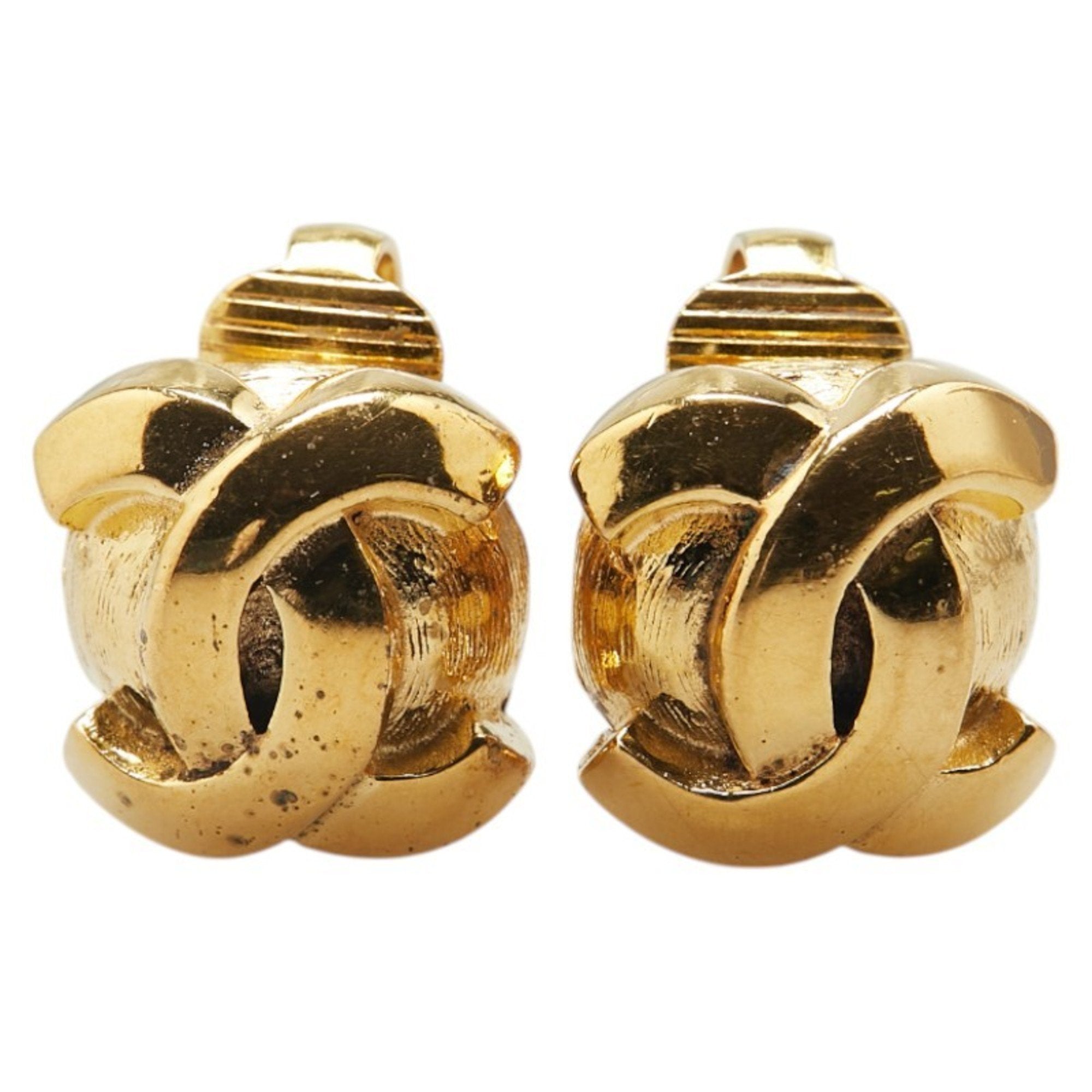 CC Logo Clip-On Earrings Metal Gold-Tone Metal