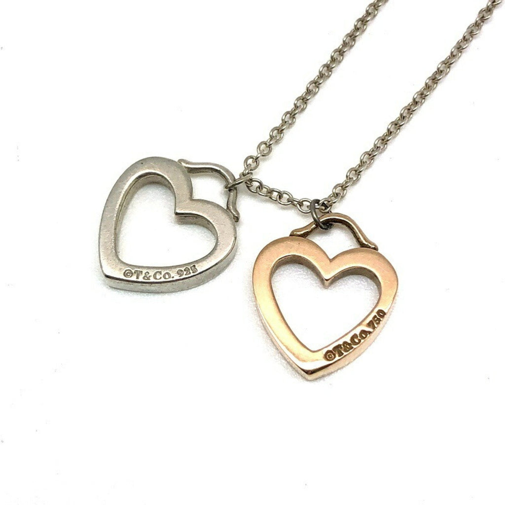 Heart Pendant Necklace 18K Gold and Sterling Silver