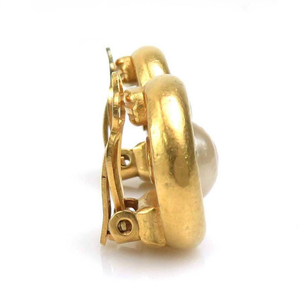 Earrings Pearl Gold-Tone Metal
