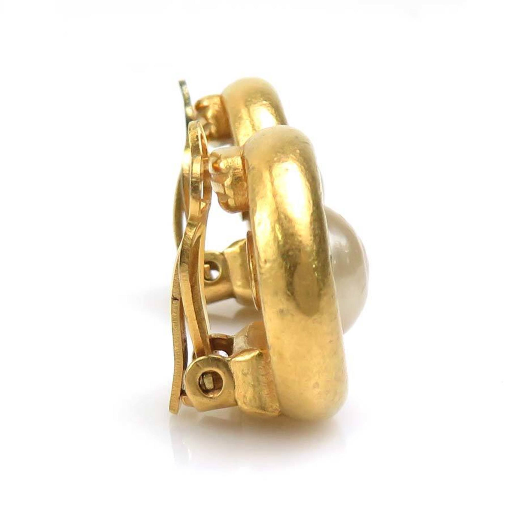 Earrings Pearl Gold-Tone Metal