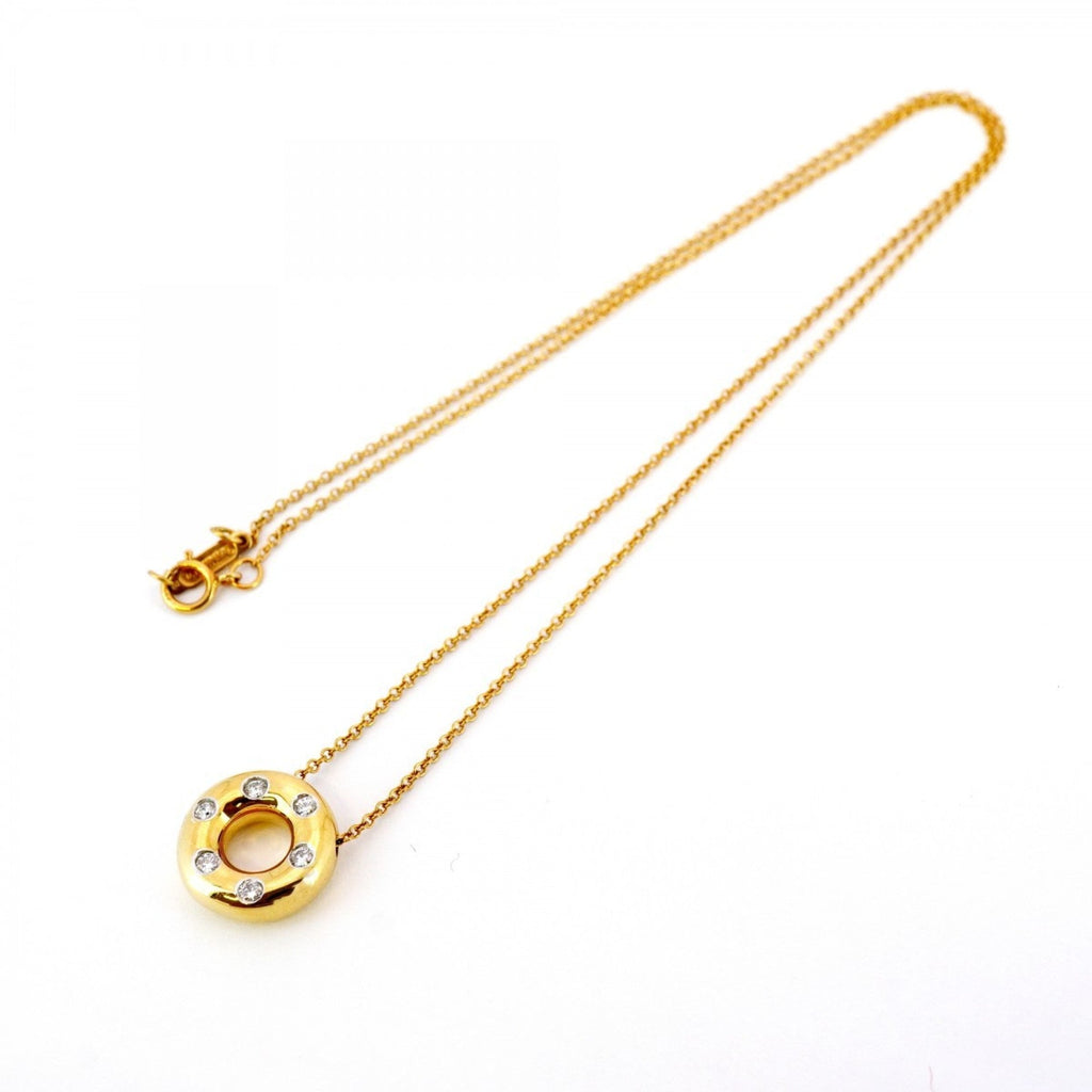 Dots Circle Pendant Necklace Platinum and 18K Yellow Gold With Diamond