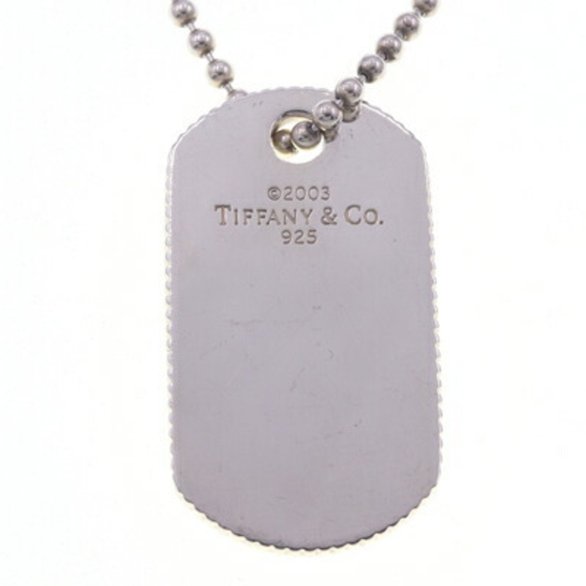 Coin Edge Dog Tag Pendant Necklace Sterling Silver Ball Chain