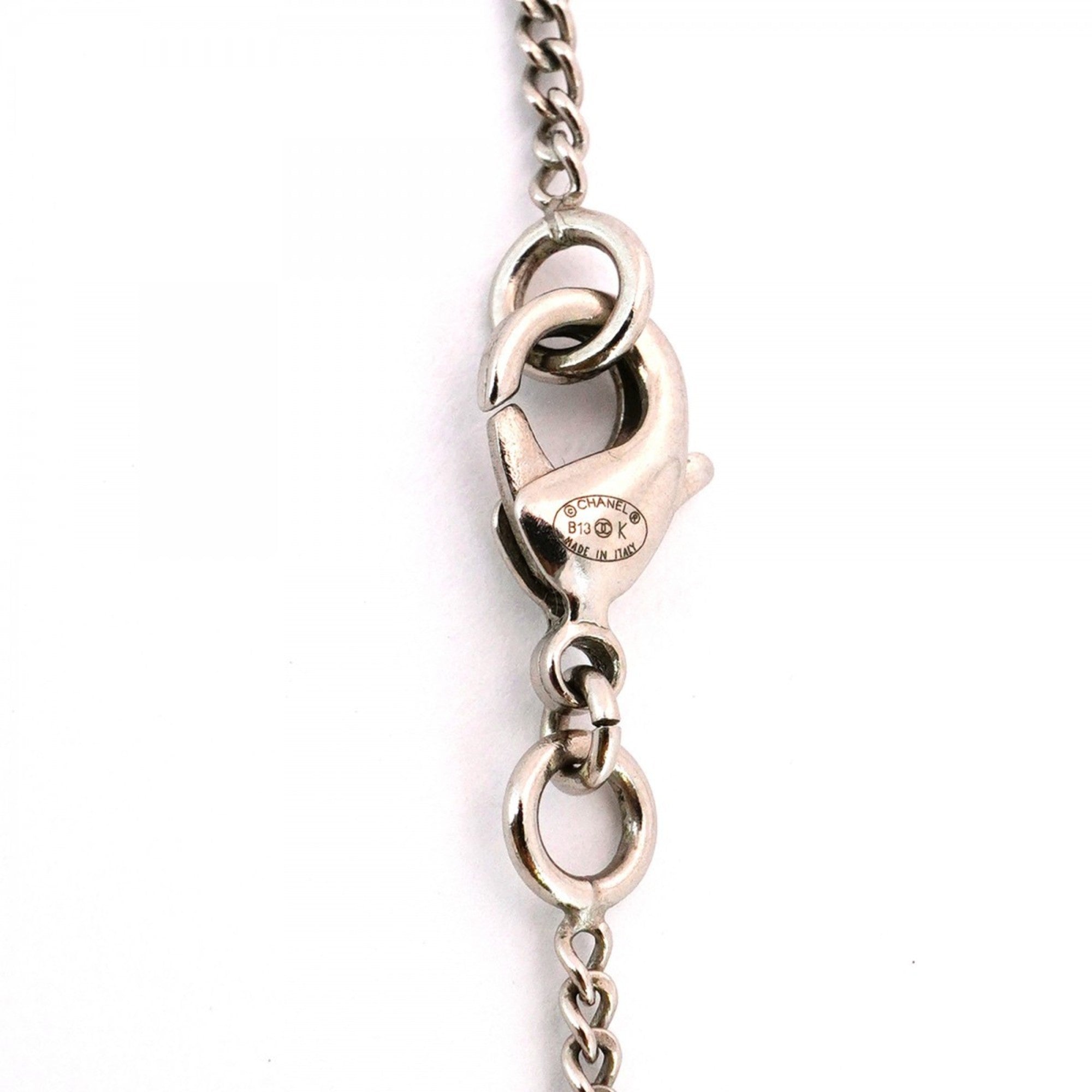 CC Logo Pendant Necklace Silver-Tone Metal