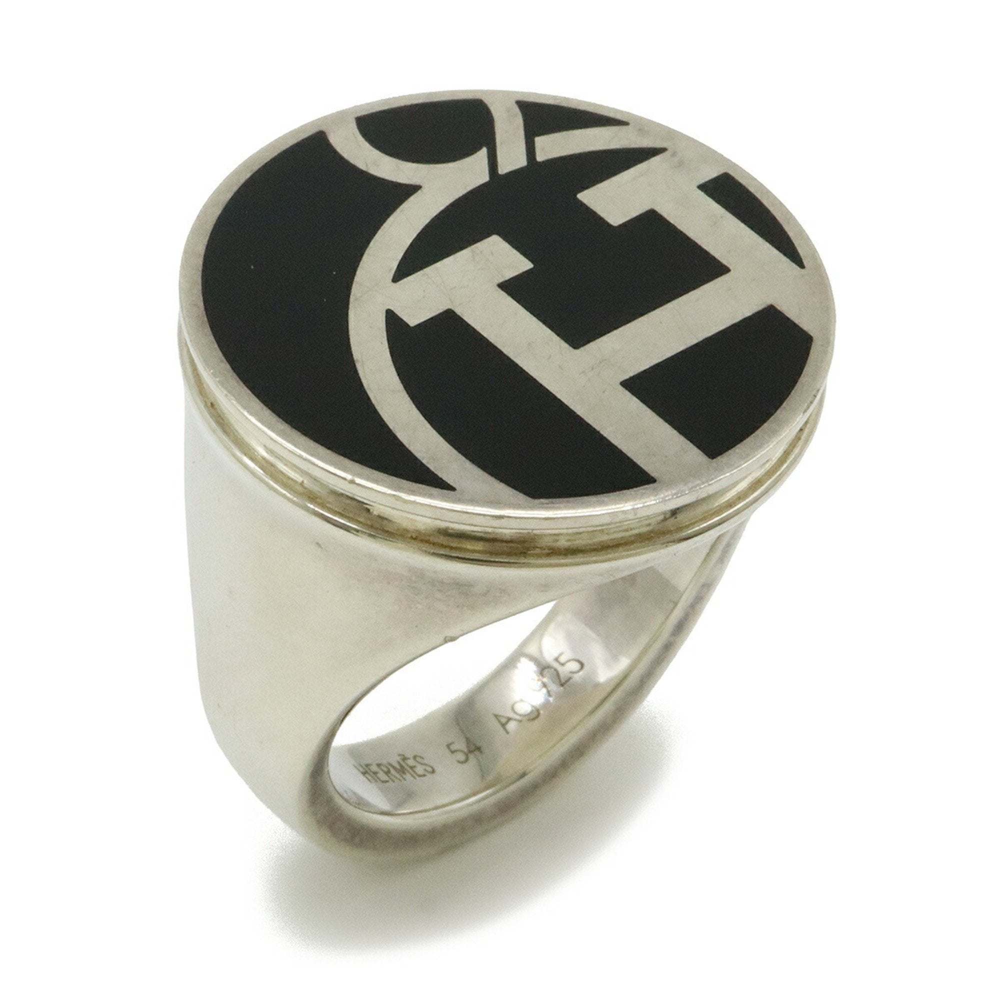 Signet Circle Ring Sterling Silver Black