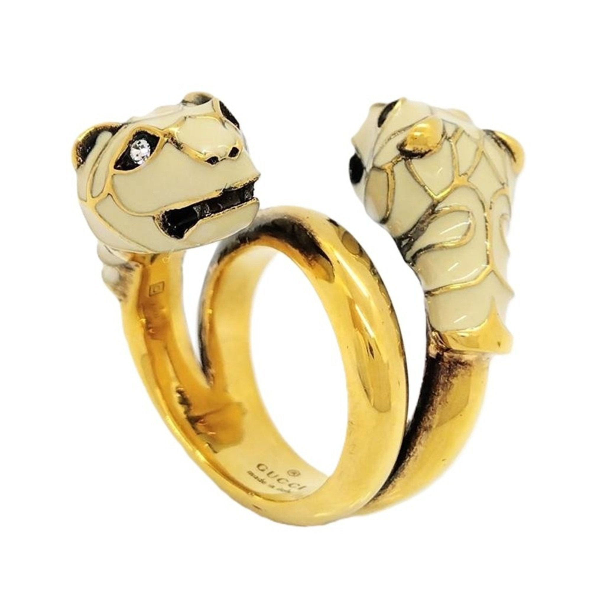 Tiger Head Ring Gold Metal