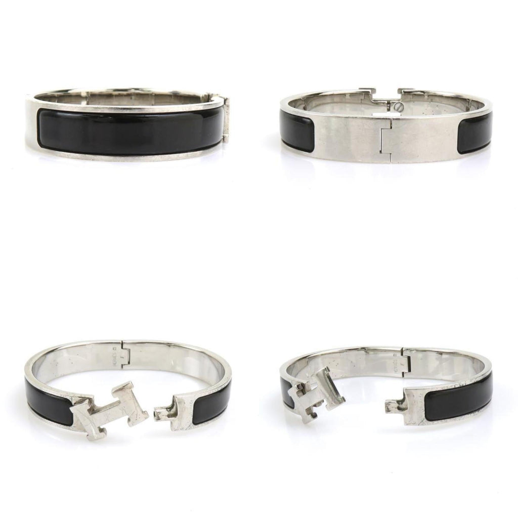 Click Clack Bracelet Enamel and Metal Black and Silver