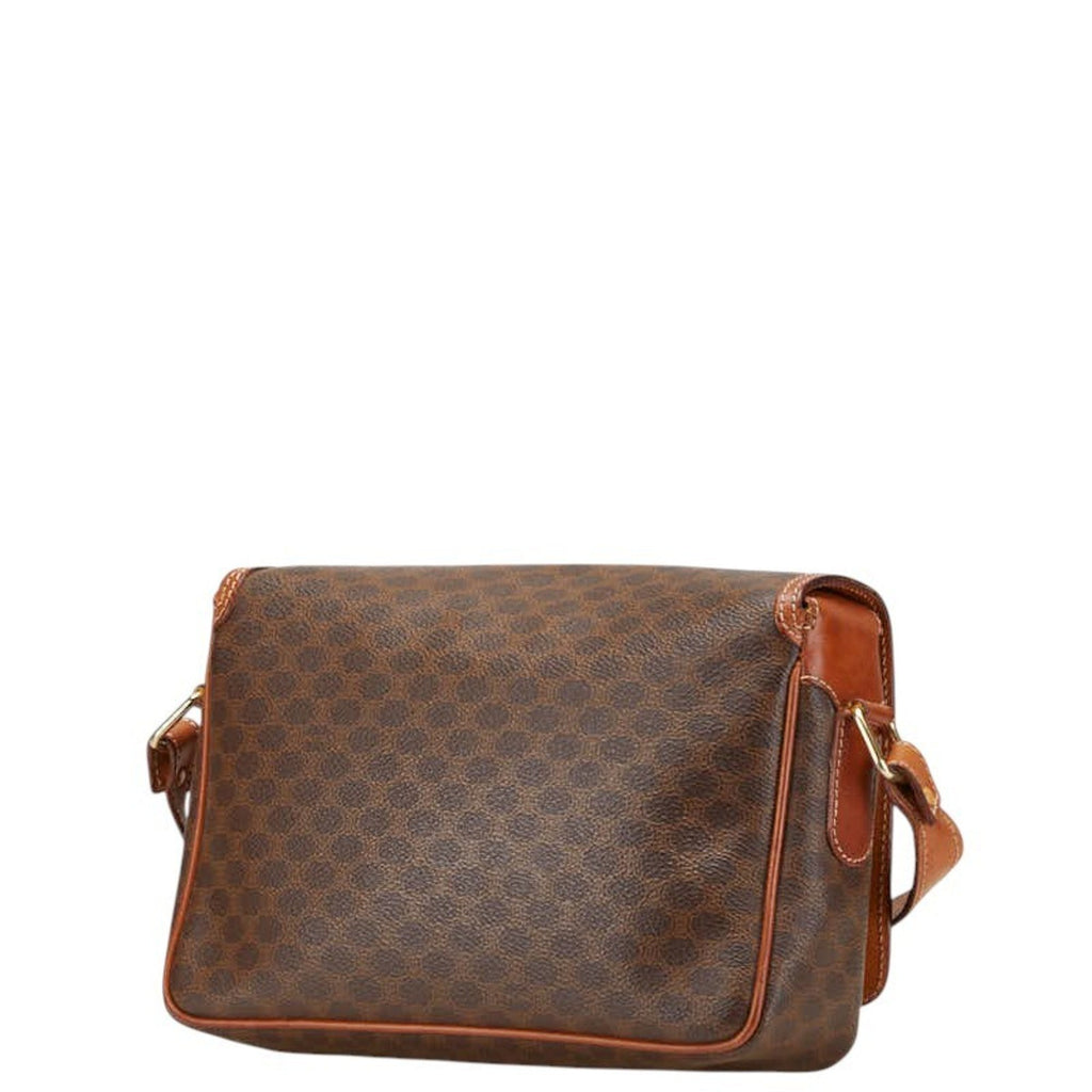Vintage Saddle Flap Shoulder Bag Macadam Coated Canvas Small