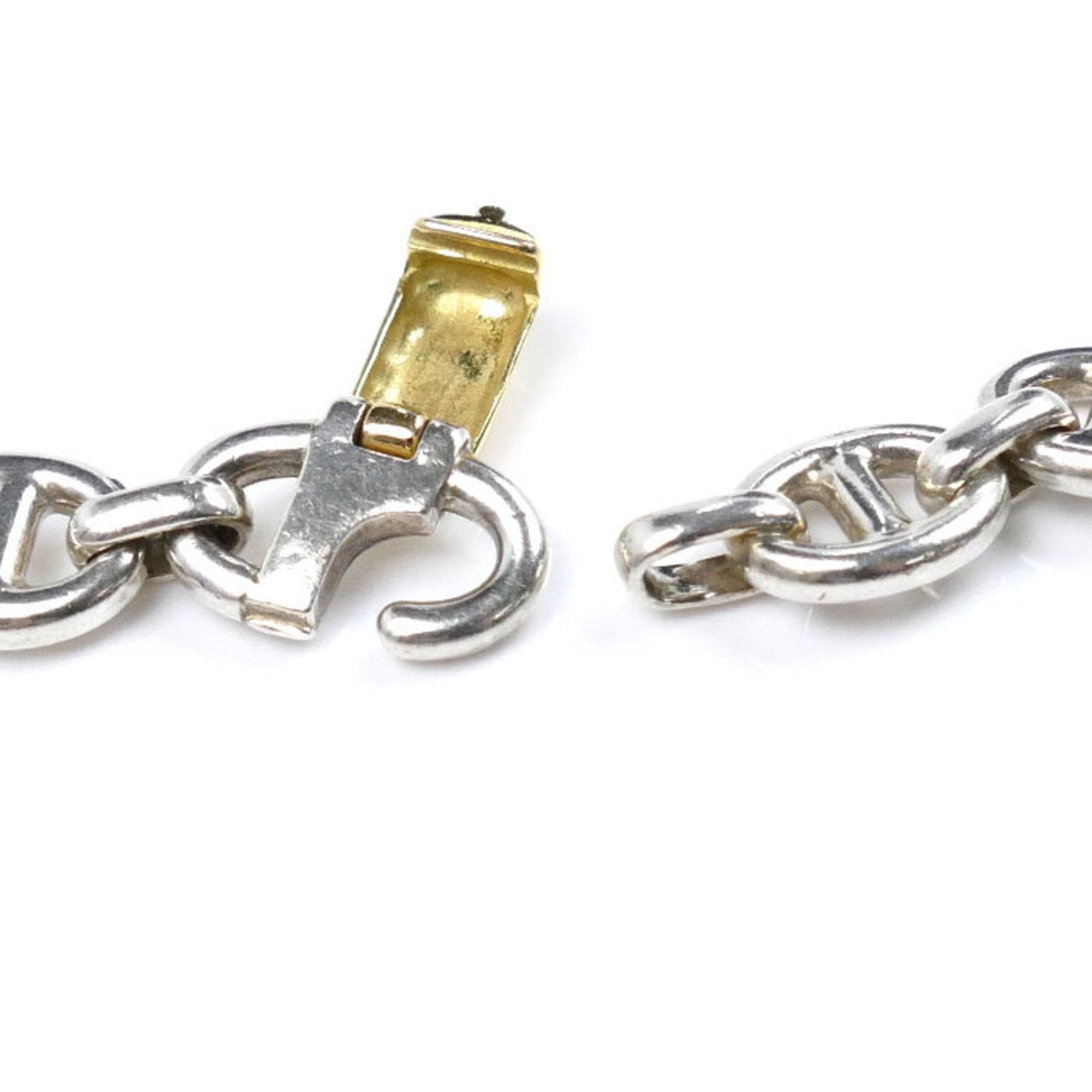Anchor Chain Pendant Necklace Sterling Silver and 18K Yellow Gold