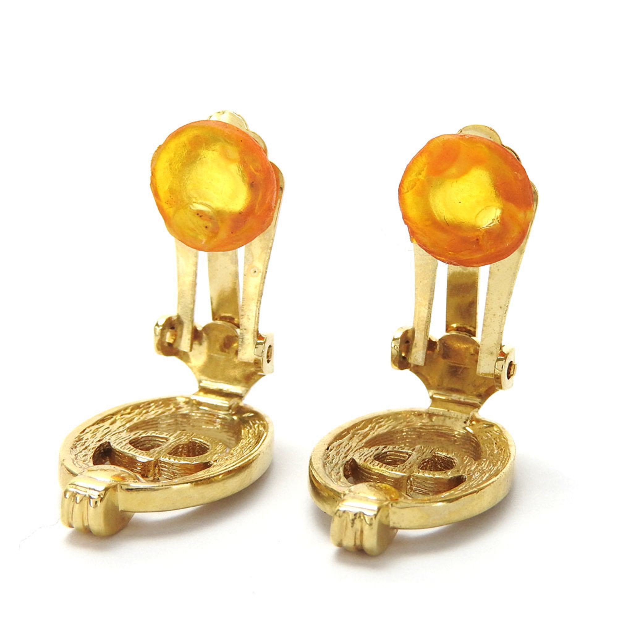 Clip-On Earrings Rhinestone Clip-On Gold-Tone Metal