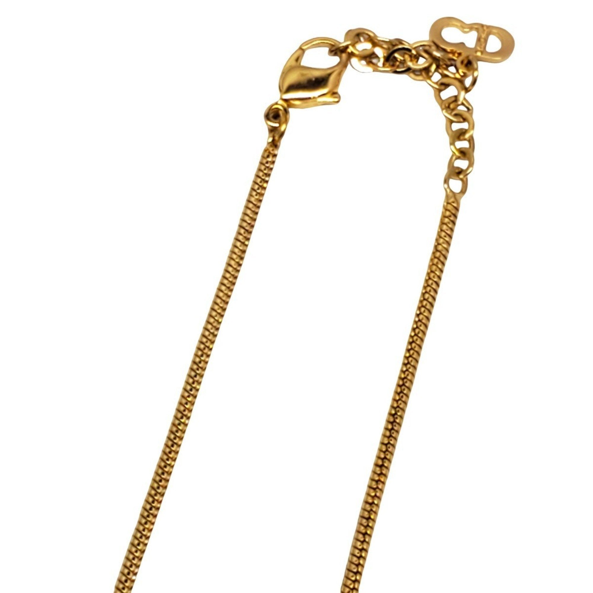 Vintage Pendant Necklace Gold with Rhinestone