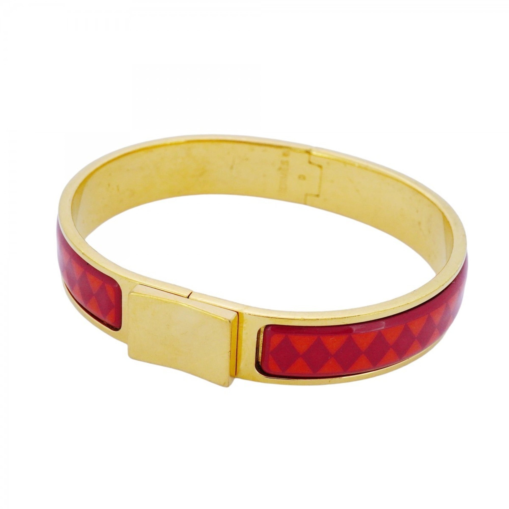 Click-Clack Bangle Gold Mini Orange and Red Bracelet