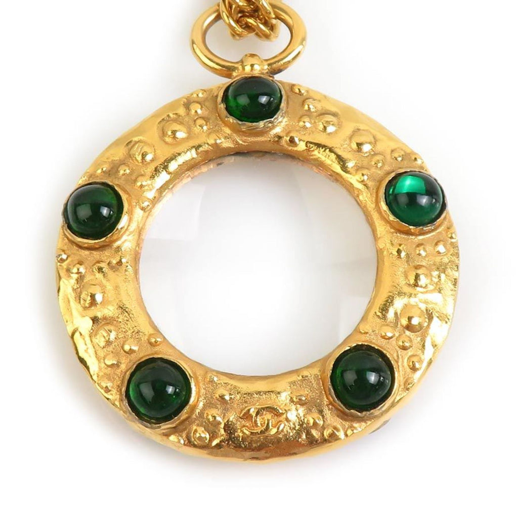 CC Logo Pendant Necklace Gold-Tone Metal