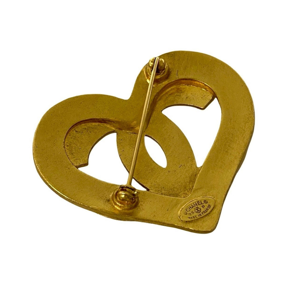 CC Logo Heart Brooch Metal