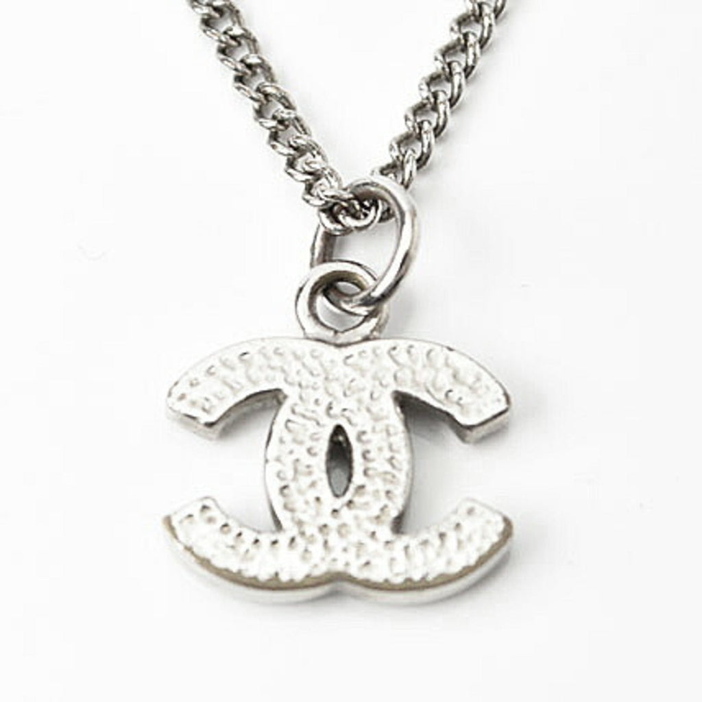CC Logo Pendant Necklace Silver-Tone Metal