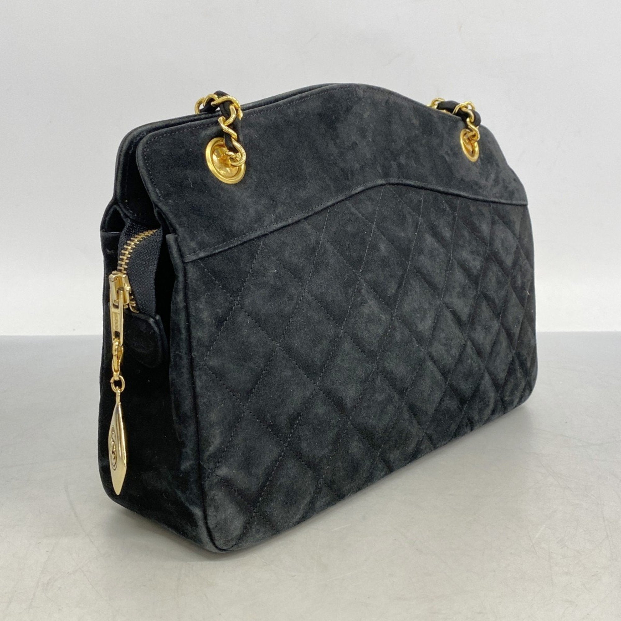 Vintage Front Pocket Camera Bag Quilted Suede Medium