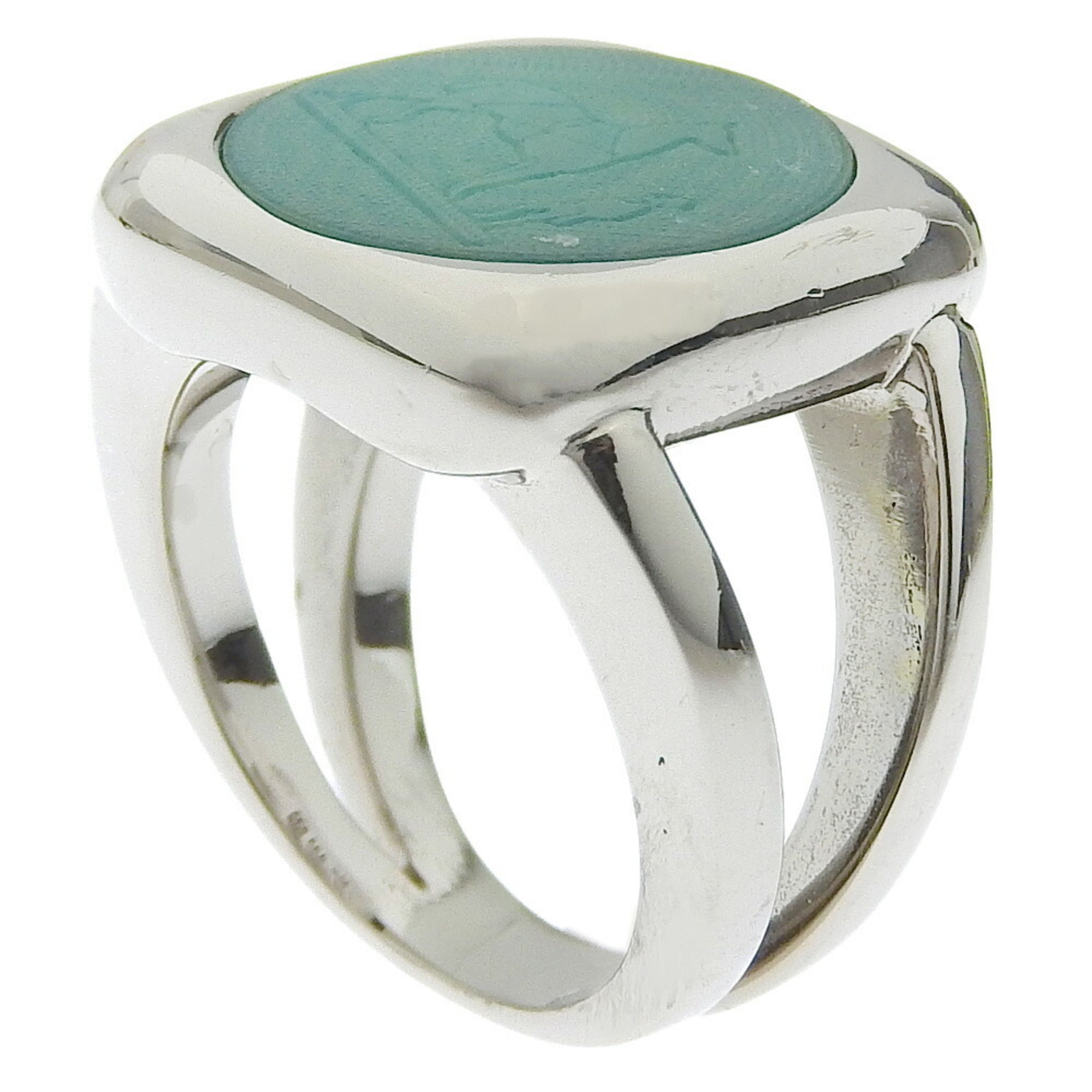 Corozo Ring Metal Green and Silver