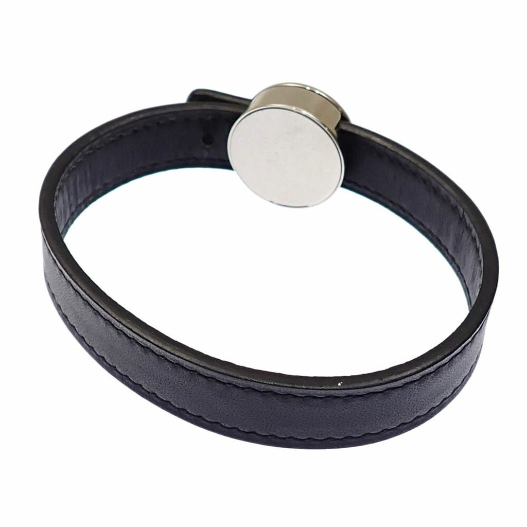 Sellier Bracelet Leather and Metal Black