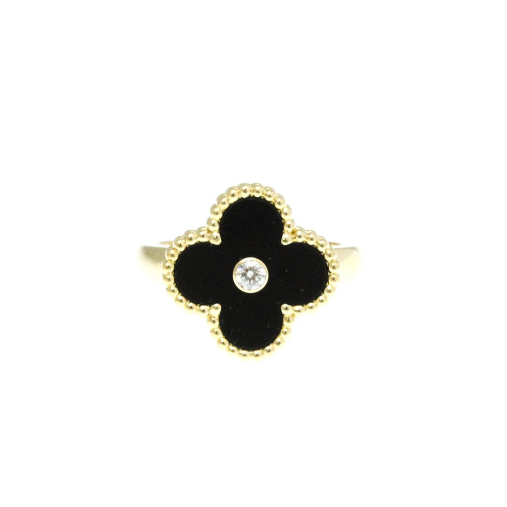 Vintage Alhambra Ring 18K Yellow Gold and Onyx