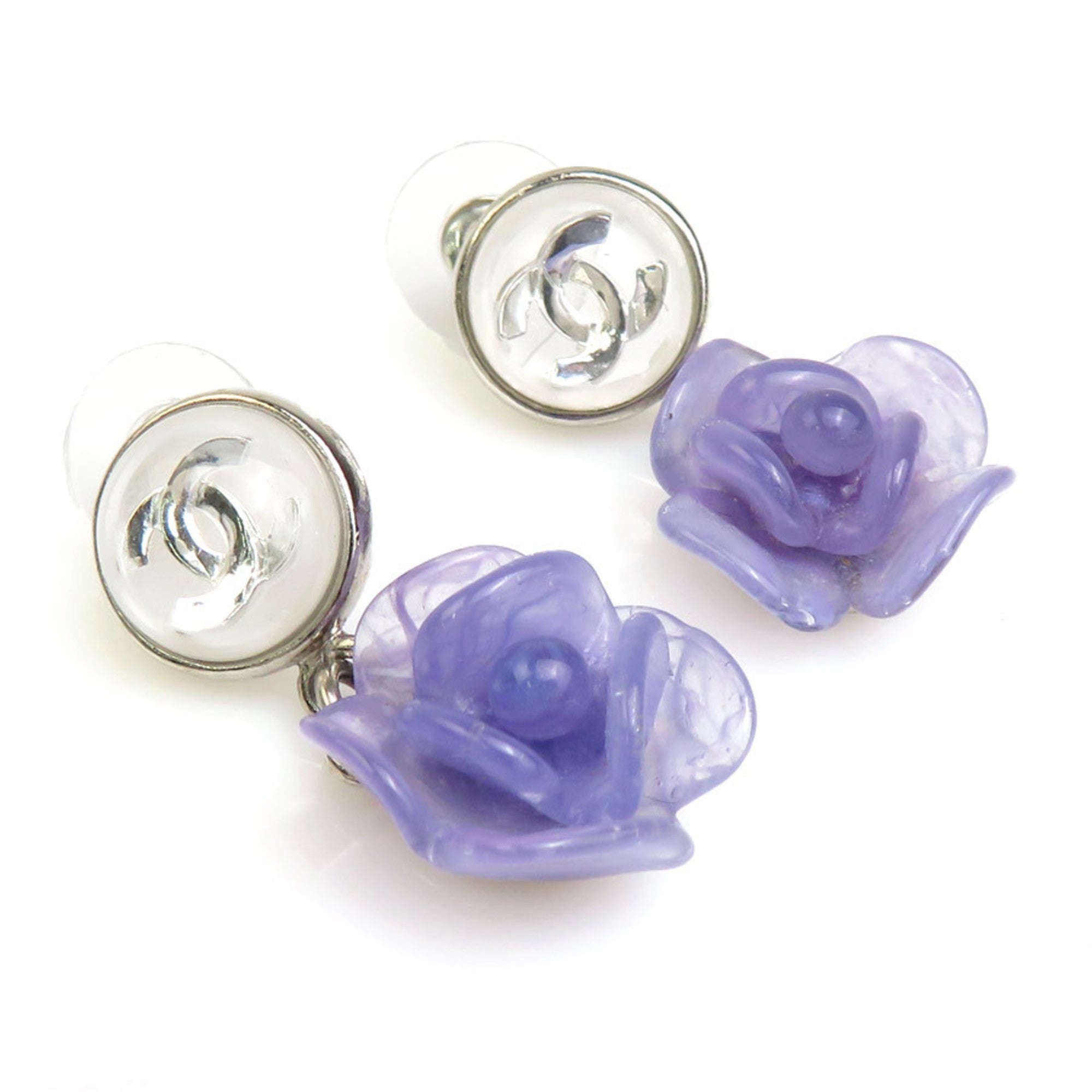 CC Logo Earrings Silver-Tone Metal