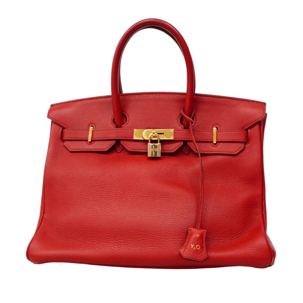 Birkin Handbag Red Clemence with Gold Hardware 35