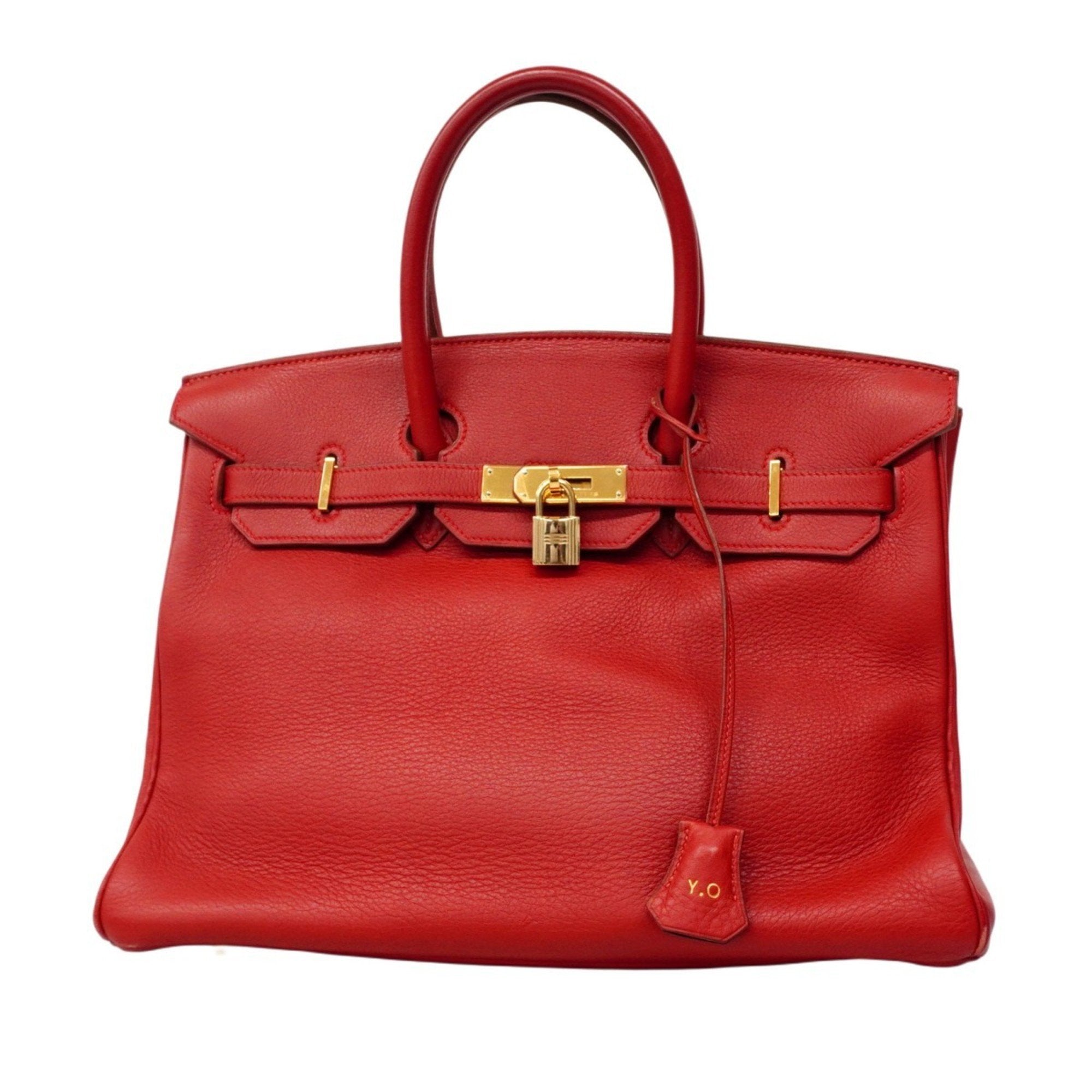 Birkin Handbag Red Clemence with Gold Hardware 35