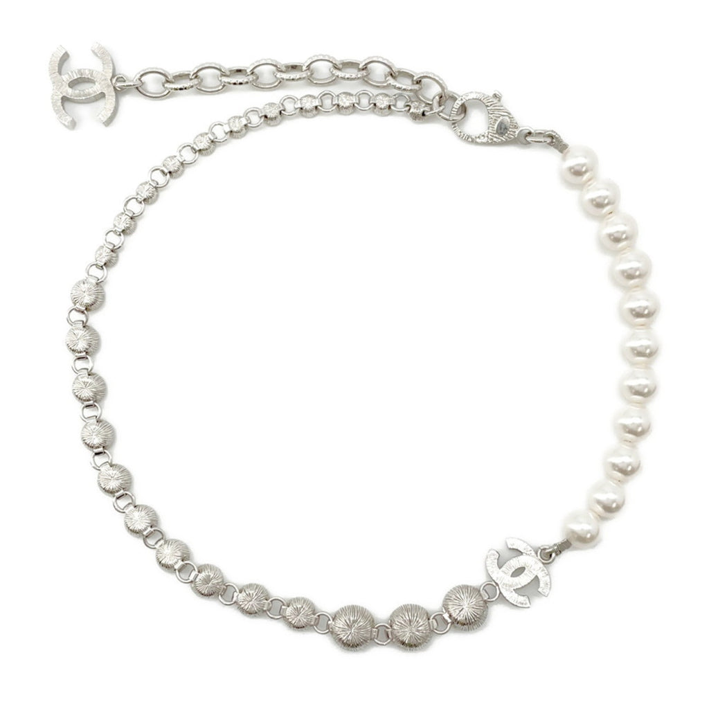 CC Logo Pendant Necklace Silver-Tone Metal