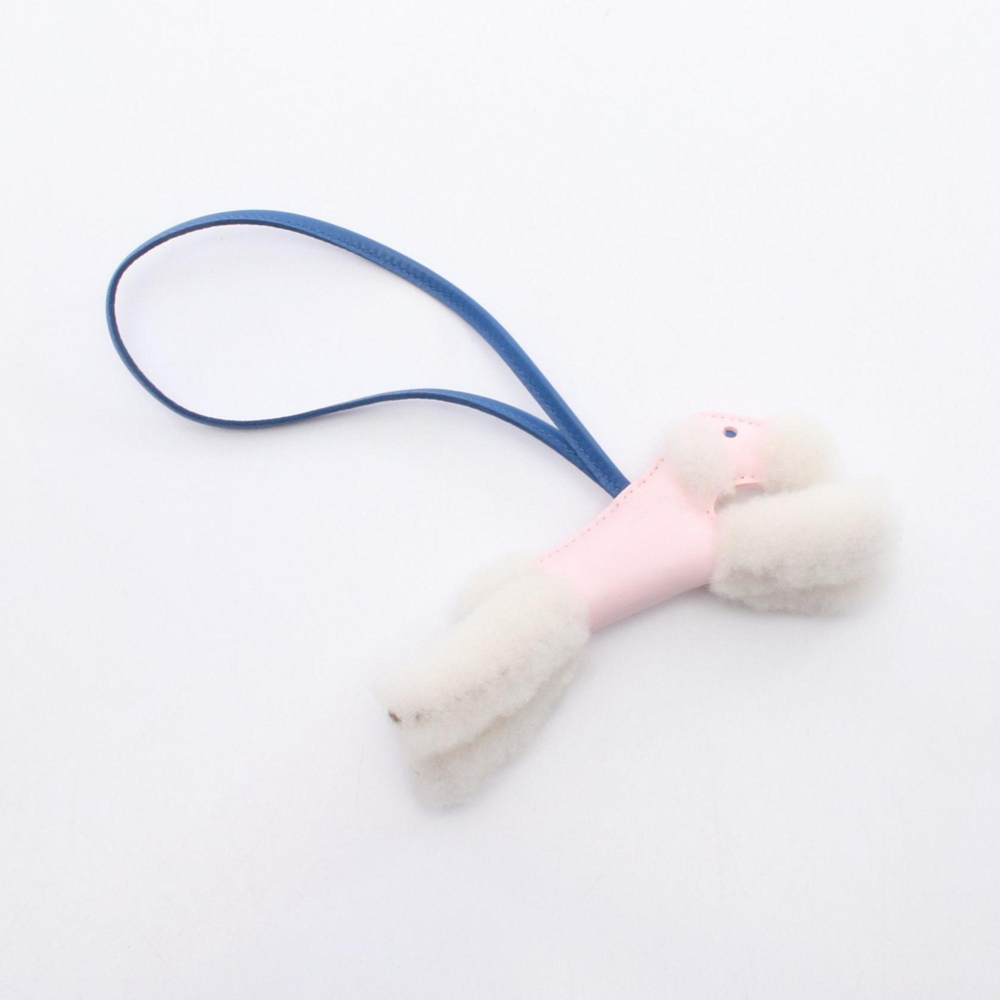 Charm Agneau Milo and Leather Blue and Pink Handbag Charm