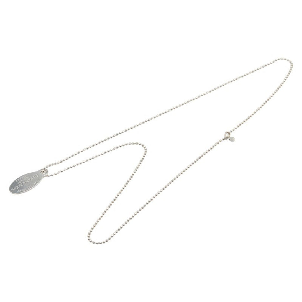 Oval Tag Pendant Necklace Sterling Silver Ball Chain