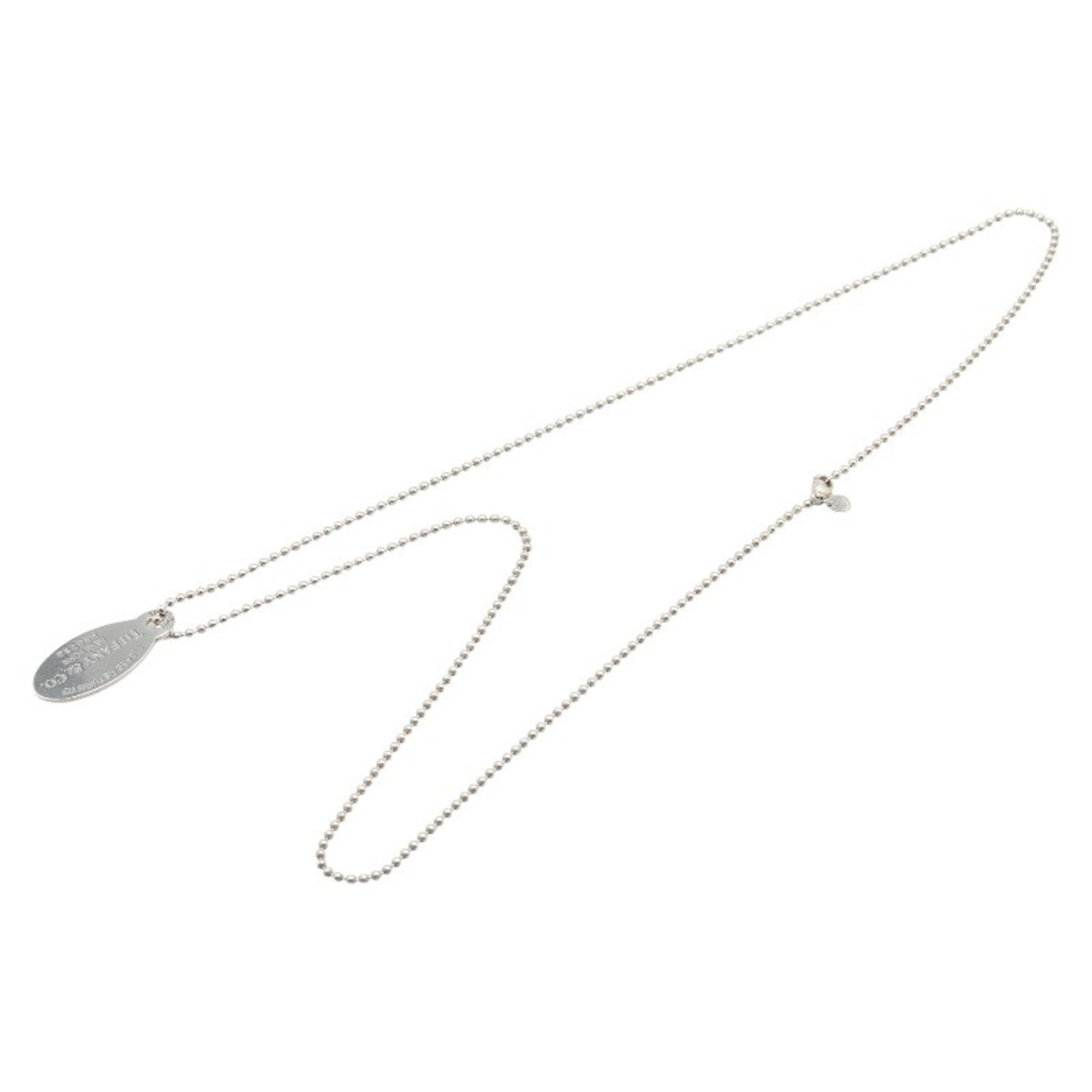 Oval Tag Pendant Necklace Sterling Silver Ball Chain