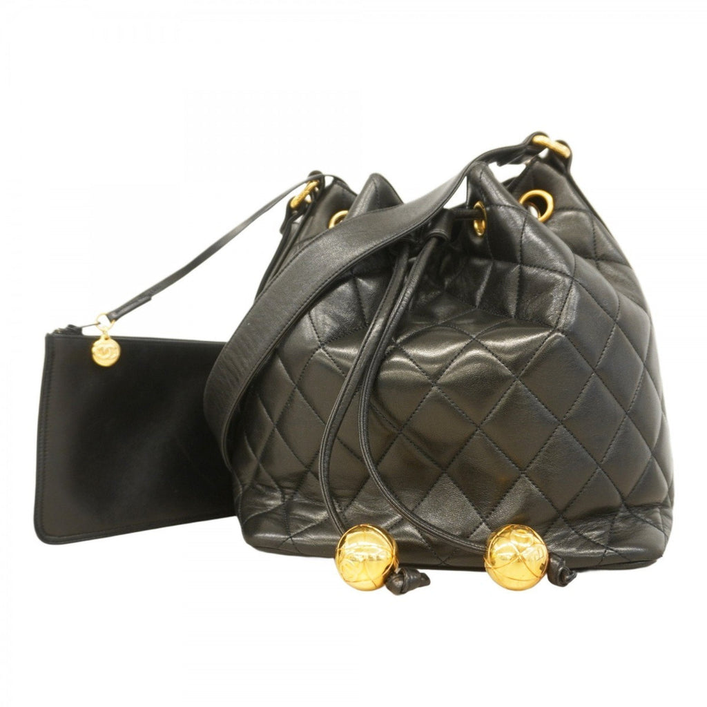 Vintage Drawstring Bucket Bag Quilted Lambskin Small