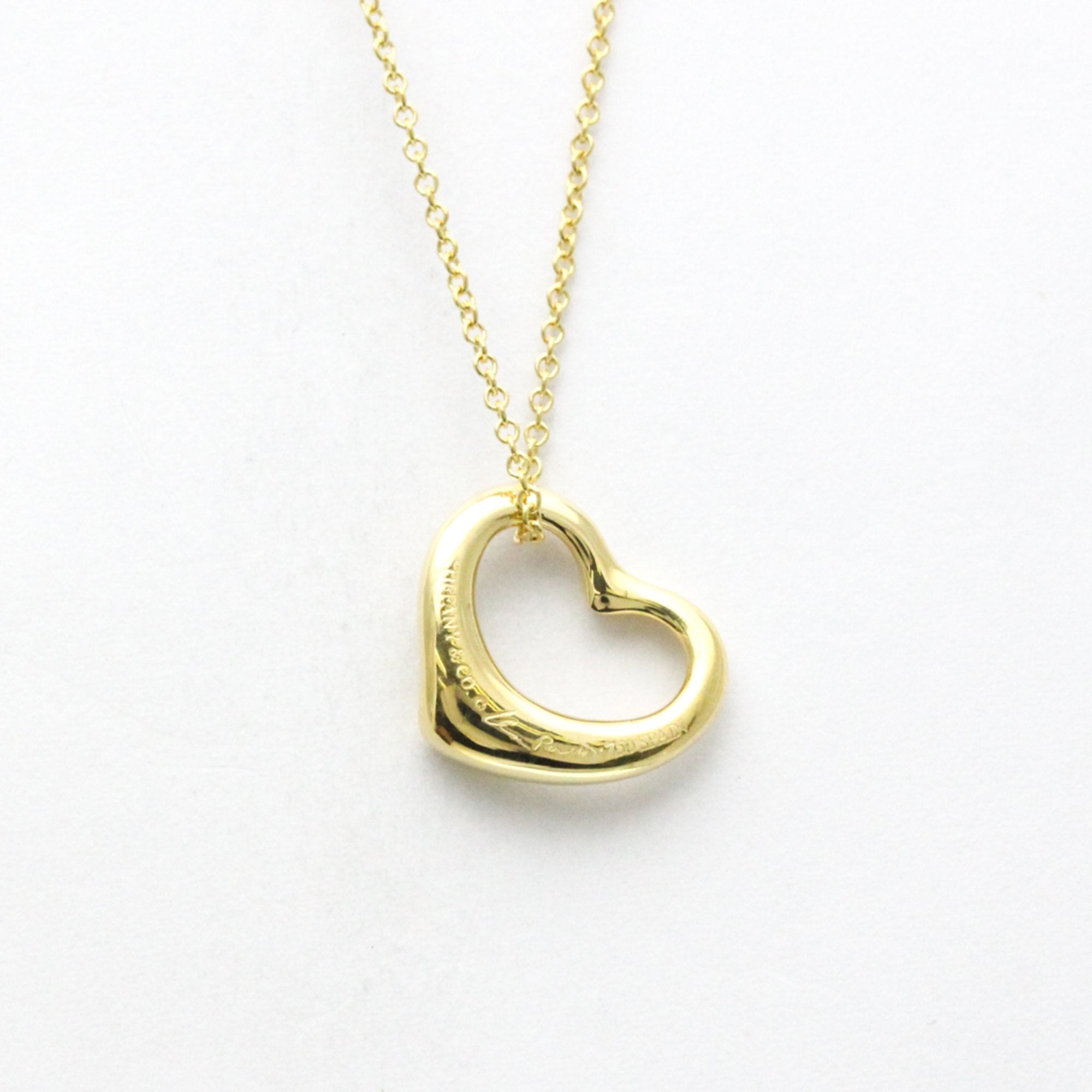 Open Heart Pendant Necklace 18K Yellow Gold 14.5mm