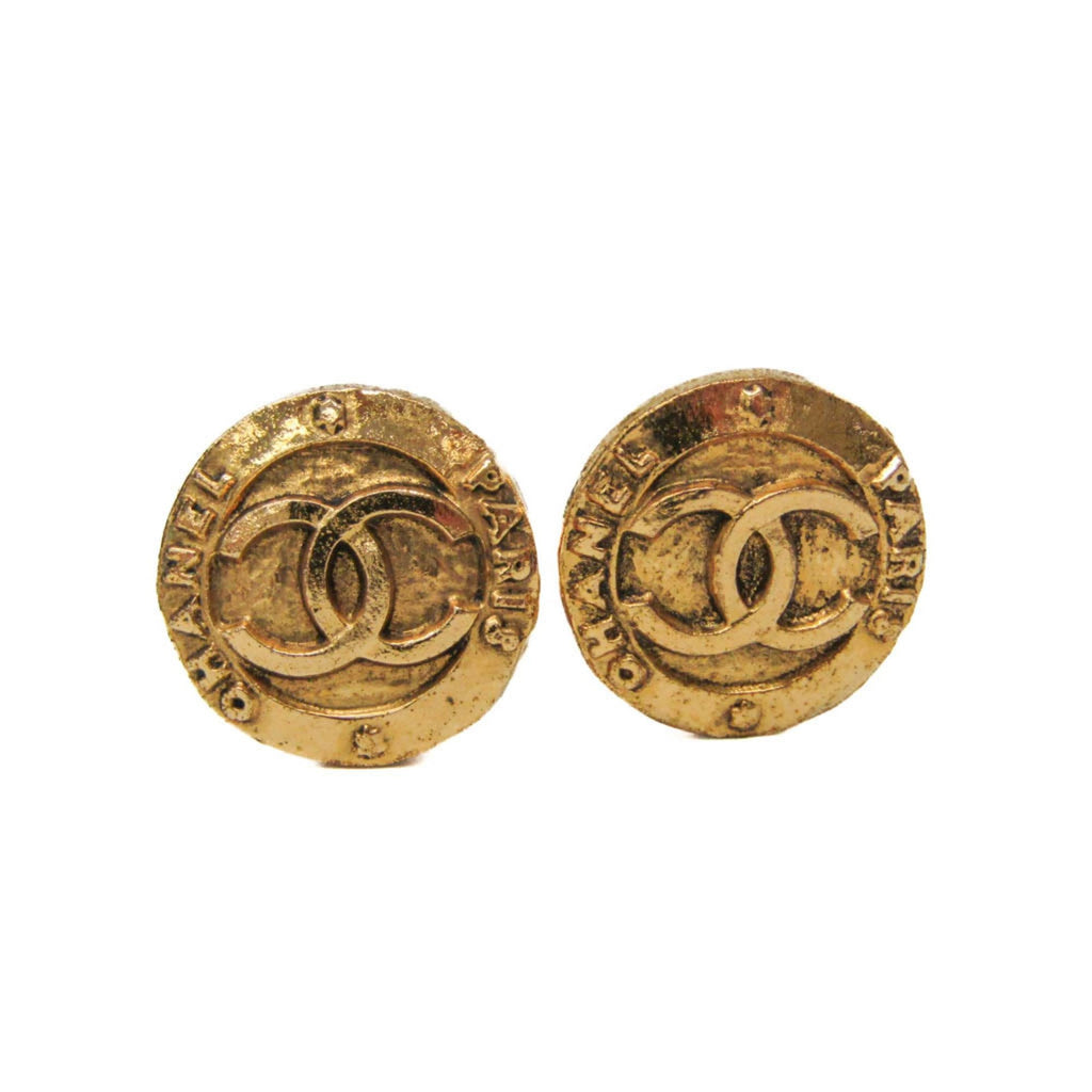 CC Logo Clip-On Earrings Metal Gold-Tone Metal