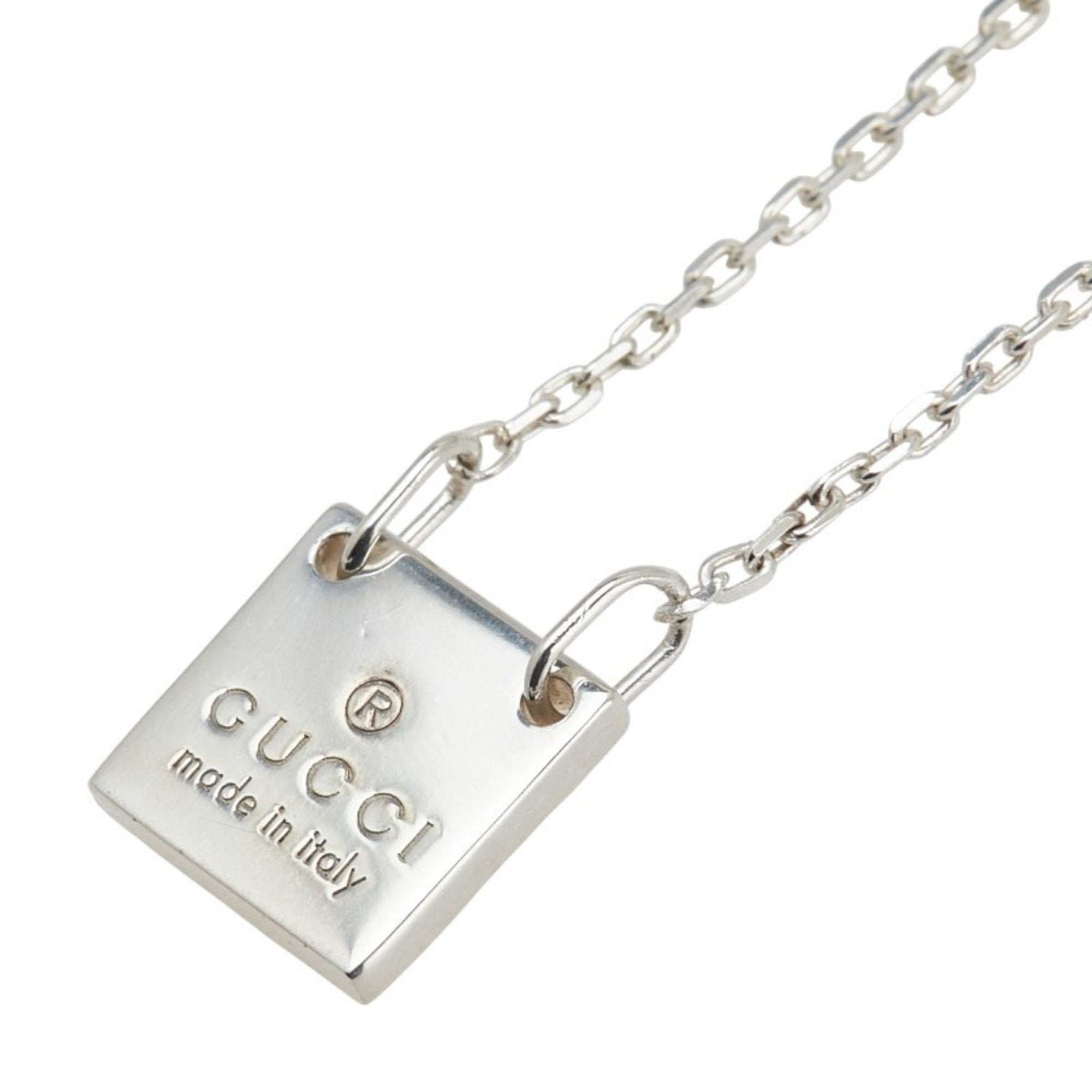 Square Plate Pendant Necklace Sterling Silver
