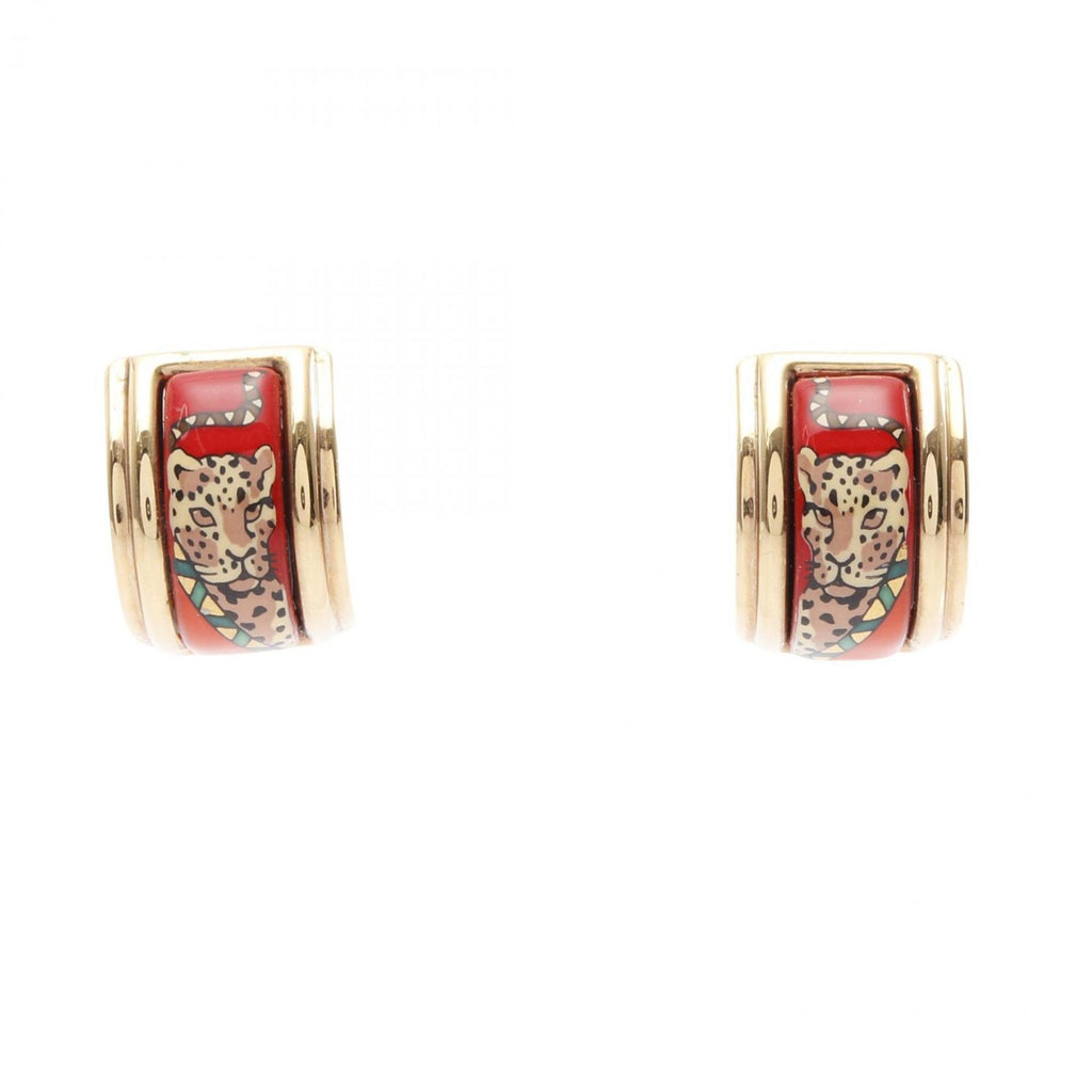 Clip-On Earrings Cloisonné and Enamel and Gold