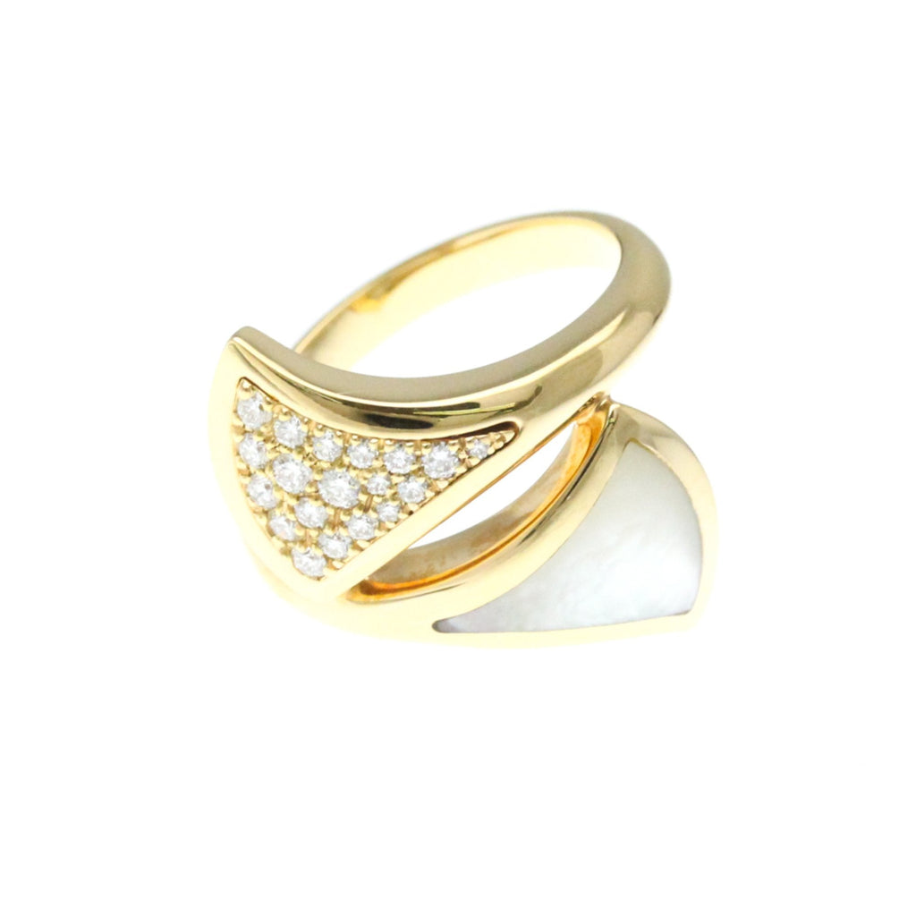 Ring 18K Yellow Gold with Diamond and Mother of Pearl