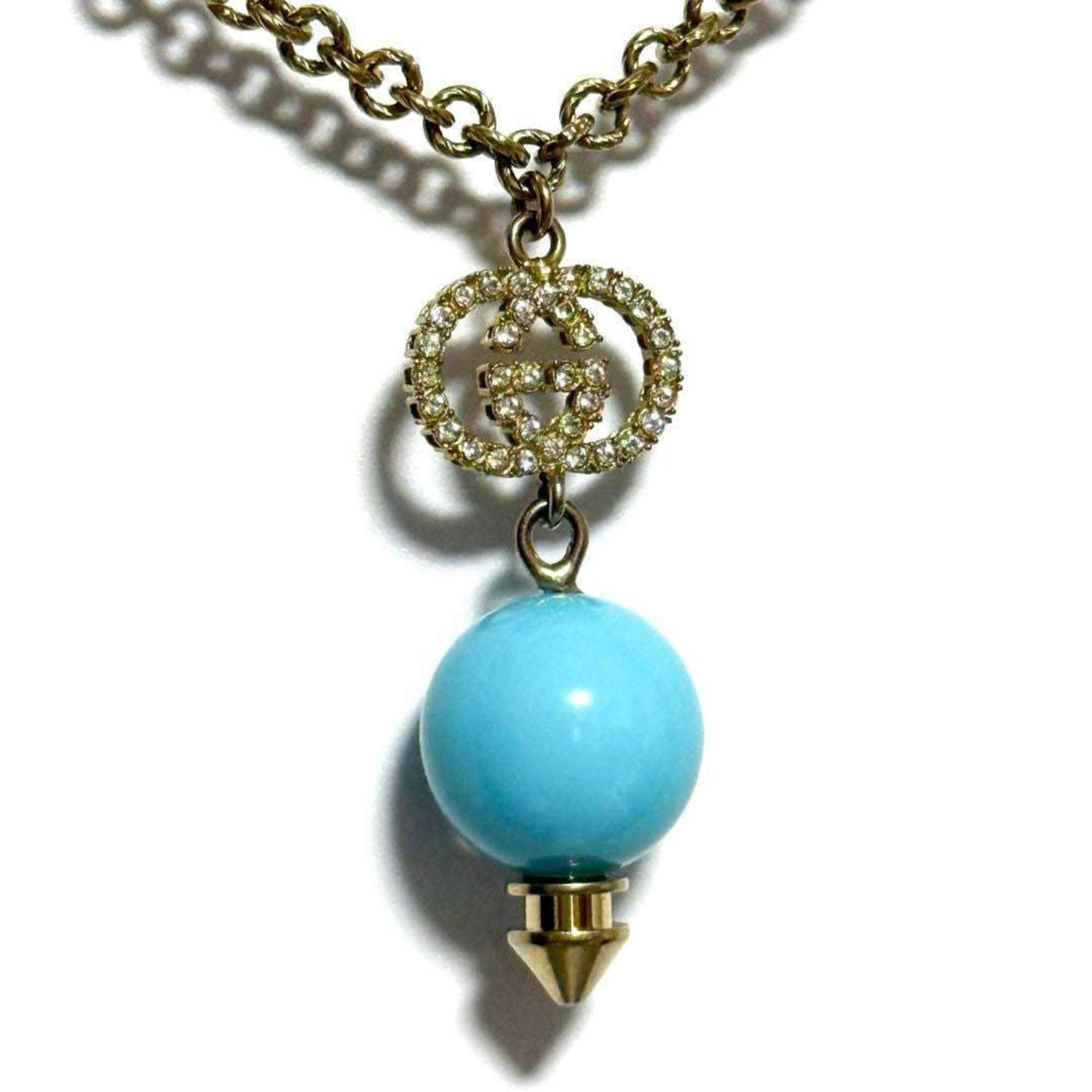 Pendant Necklace Metal and Plastic and Rhinestone